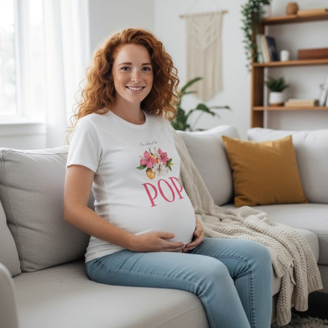 Floral "I'm About to POP!" Baby Shower  T-Shirt (Creator Uploaded)