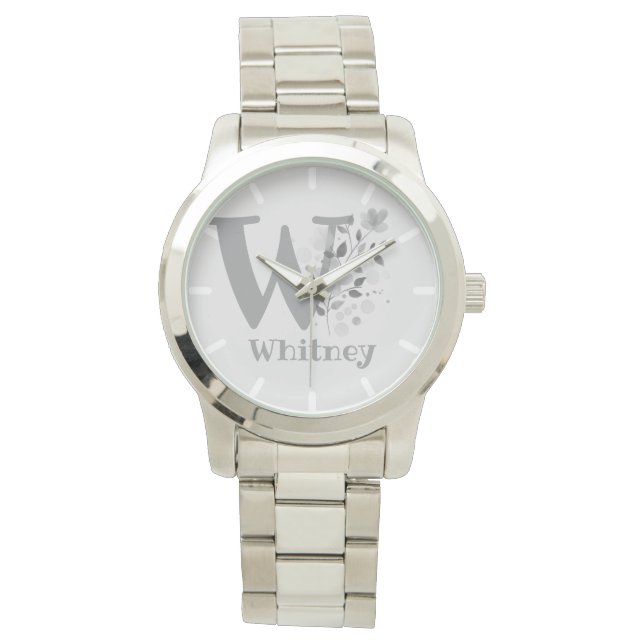 Floral Image with Numerals, Name & Initial Ladies Watch (Front)