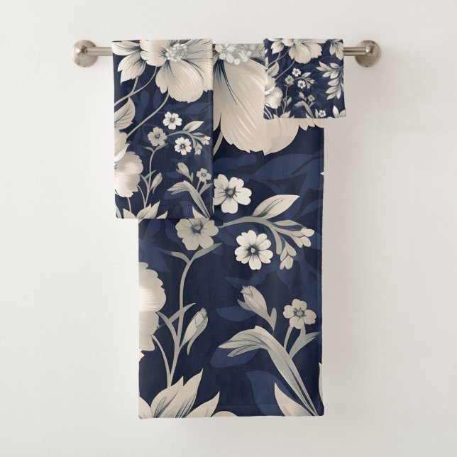 Floral in Blue Bath Towel Set (Insitu)