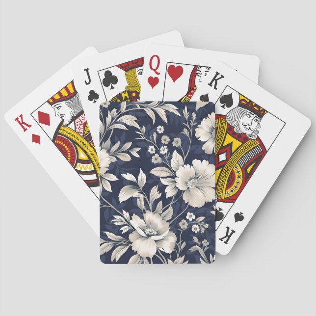 Floral in Blue Playing Cards (Back)