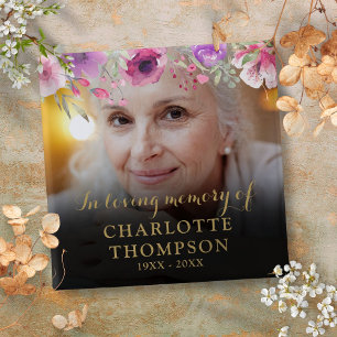 Floral In Loving Memory Funeral Photo 15 Cm Square Badge