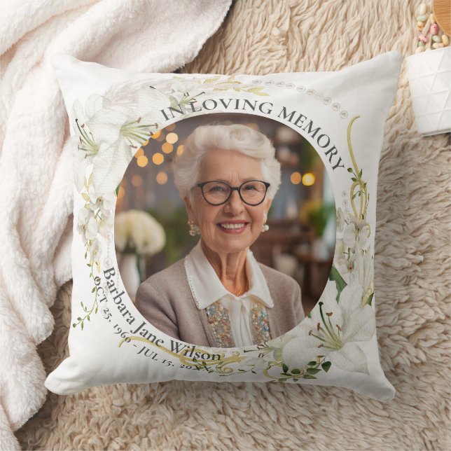 Floral In Loving Memory Memorial Funeral Keepsake Cushion (Blanket)