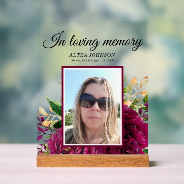 Floral In loving memory sign Tabletop Plaque (Neutral)