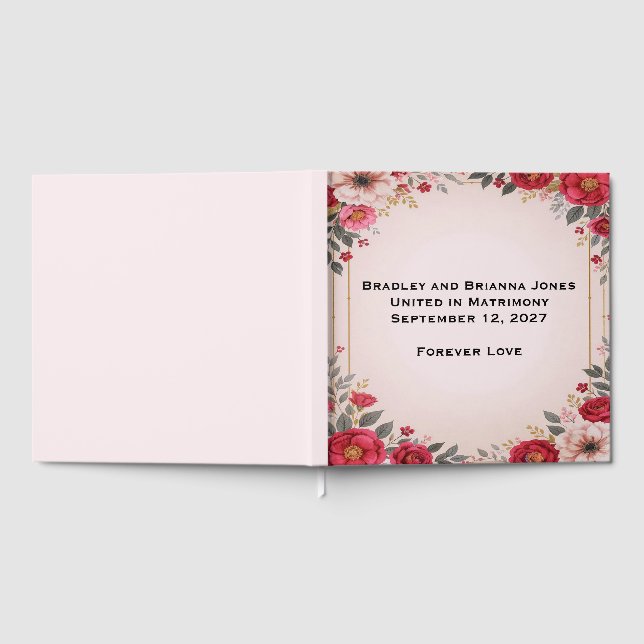Floral in Pink Wedding Guest Book (Full)