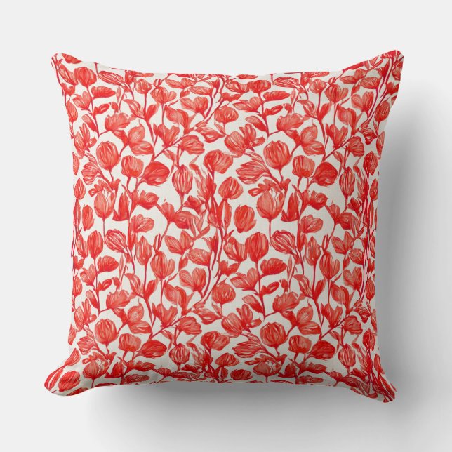 Floral in red pattern cushion (Front)