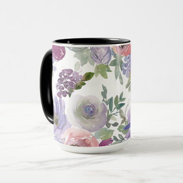  Floral in Watercolor  Mug (Front Left)