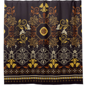 Floral Indian: Colourful Striped Seamless. Shower Curtain