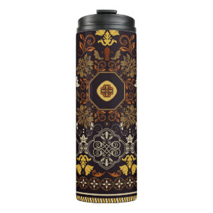 Floral Indian: Colourful Striped Seamless. Thermal Tumbler