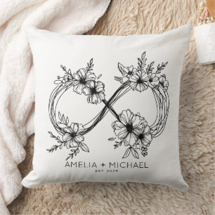 Floral Infinity Sign Customizable Names Pillow
