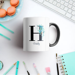 Floral initial Letter Monogram H Coffee Mug