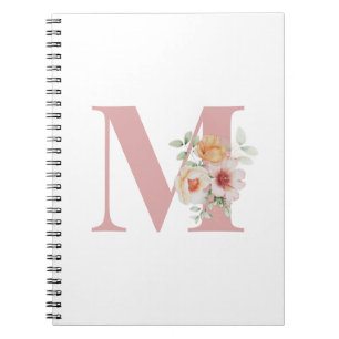 Floral Initial Letter Monogram  Notebook