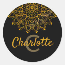 Floral initial monogram personalised name mandala