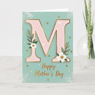Floral Initial Mothers Day Card