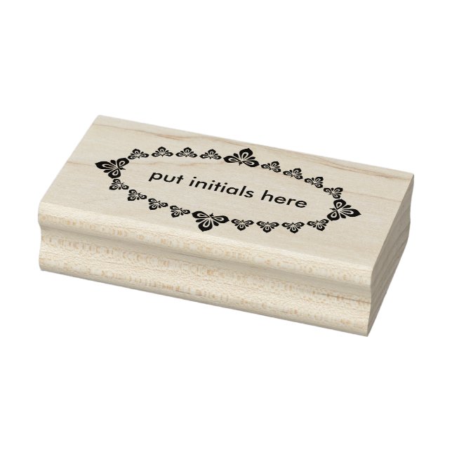 Floral initial oval silhouette art stamp (Stamp)