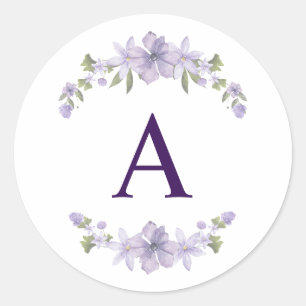 Floral Initial Sticker   Personalised Monogram