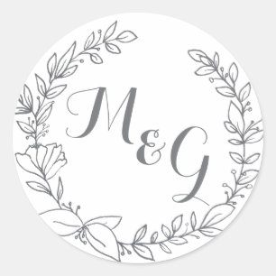 Floral Ink Initial Monogram Envelope Seal