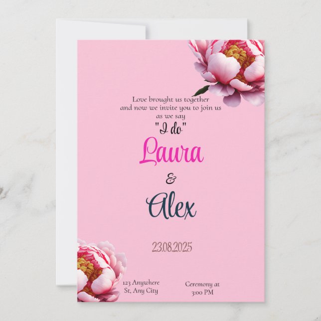 Floral Inspiration Wedding Invitation (Front)