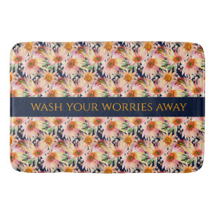 Floral Inspirational Quote Bath Mat