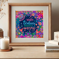  Floral Inspirational Quote Pretty Hearts Blue 