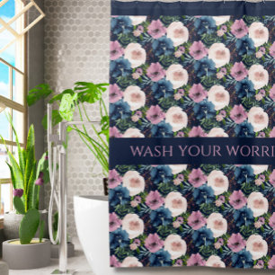 Floral Inspirational Quote Shower Curtain