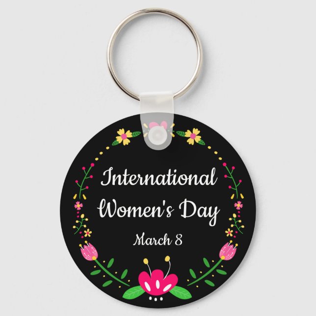 Floral International Womens Day  Key Ring (Front)