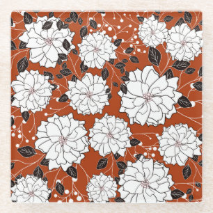 Floral Invitation: Abstract Wedding Glass Coaster