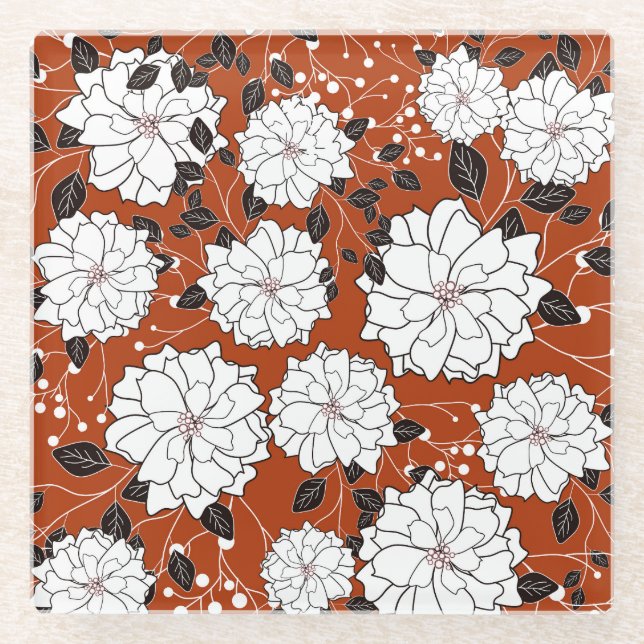 Floral Invitation: Abstract Wedding Glass Coaster (Front)