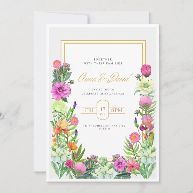 Floral Invitation card Template, Editable Invite (Front)