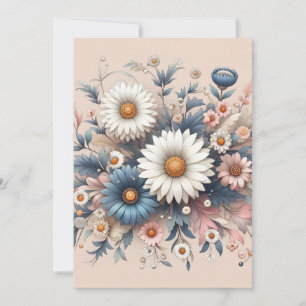 floral invitation daisy wedding invitation card