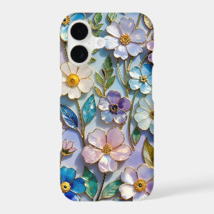 Floral iPhone Case Pastel Blue Purple Flowers
