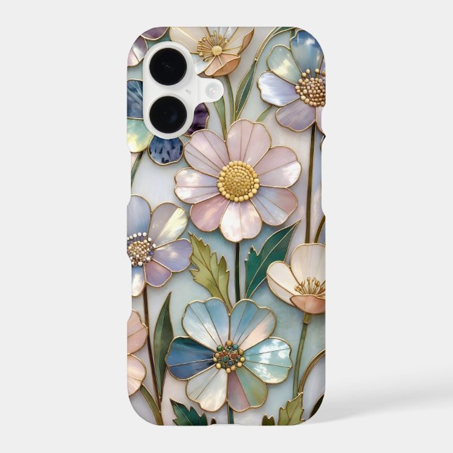 Floral iPhone Case Stained Glass Elegant Flowers (Back)