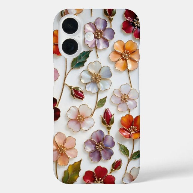 Floral iPhone Case Stained Glass Pastel Flowers (Back)