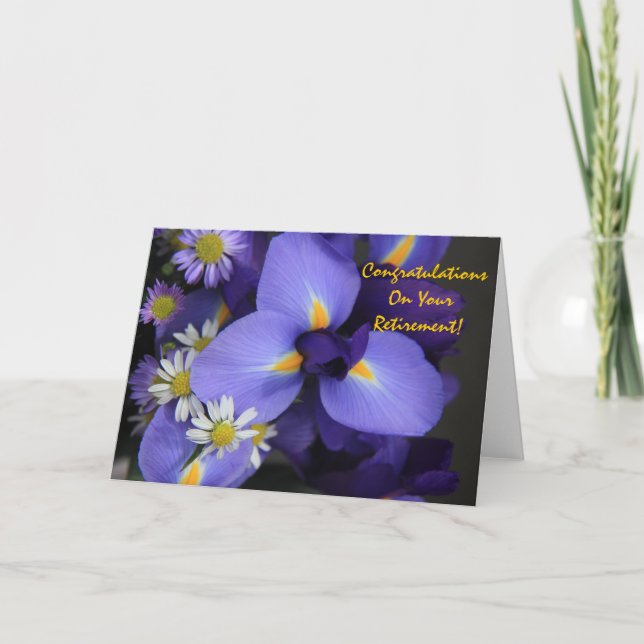 Floral, Iris and Mini Daisy, Retirement Card (Front)