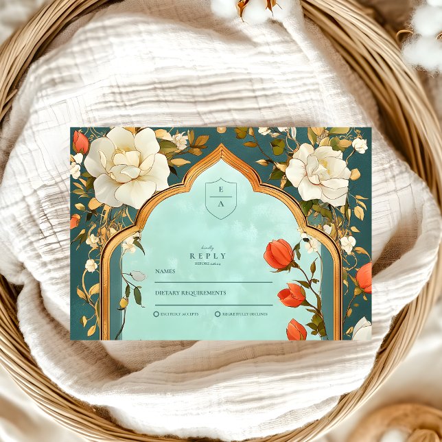 Floral Islamic Wedding, nikah ,walima ,bismillah,e RSVP Card (Creator Uploaded)