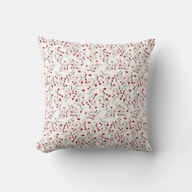 Floral Italian elegance in red wildflowers Cushion (Front)