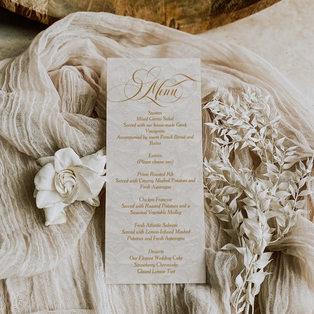 Floral Ivory Elegant Script Wedding Menu (Creator Uploaded)