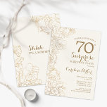 Floral Ivory Gold Surprise 70th Birthday Party Invitation<br><div class="desc">Floral Ivory Cream & Gold Surprise 70th Birthday Party Invitation. Minimalist modern design featuring botanical accents and typography script font. Simple floral invite card perfect for a stylish female surprise bday celebration. Can be customised to any age.</div>