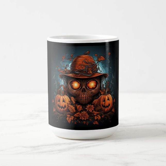 Floral Jack-o-Lanterns and Skull Coffee Mug (Center)