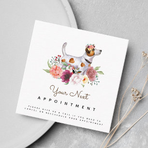 Floral Jack Russel Terrier Appointment Reminder Square Business Card