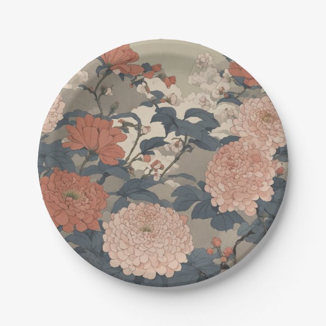 Floral Japan Paper Plate (Front)