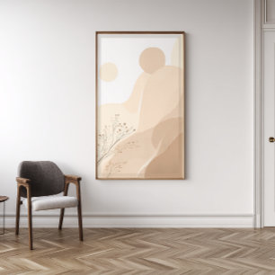 Floral Japandi Zen Wall Art Sage Green Print