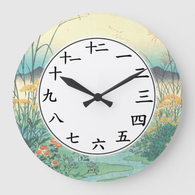 Floral Japanese Numbers Clock Japan Flower Art (Front)