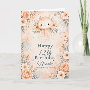Floral Jellyfish Birthday Card
