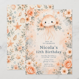 Floral Jellyfish Birthday Invitation