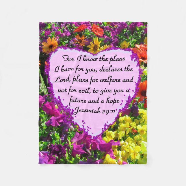 FLORAL JEREMIAH 29:11 PHOTO DESIGN FLEECE BLANKET (Front)