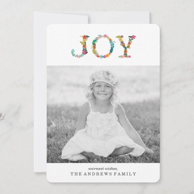 Floral Joy | Modern Holiday Photo Card (Front)