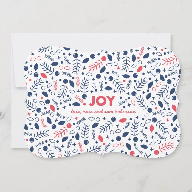 Floral Joy Patterned Holiday Card (Front)