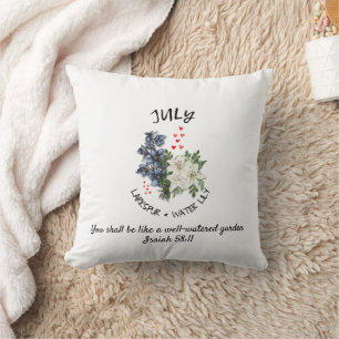 Floral JULY Birth Month Flower Custom Christian  Cushion