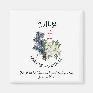 Floral JULY Birth Month Flower Custom Christian  Magnet