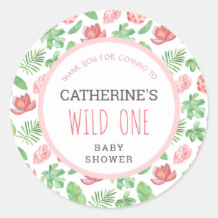 Floral Jungle Safari Baby Shower Thank You Classic Round Sticker